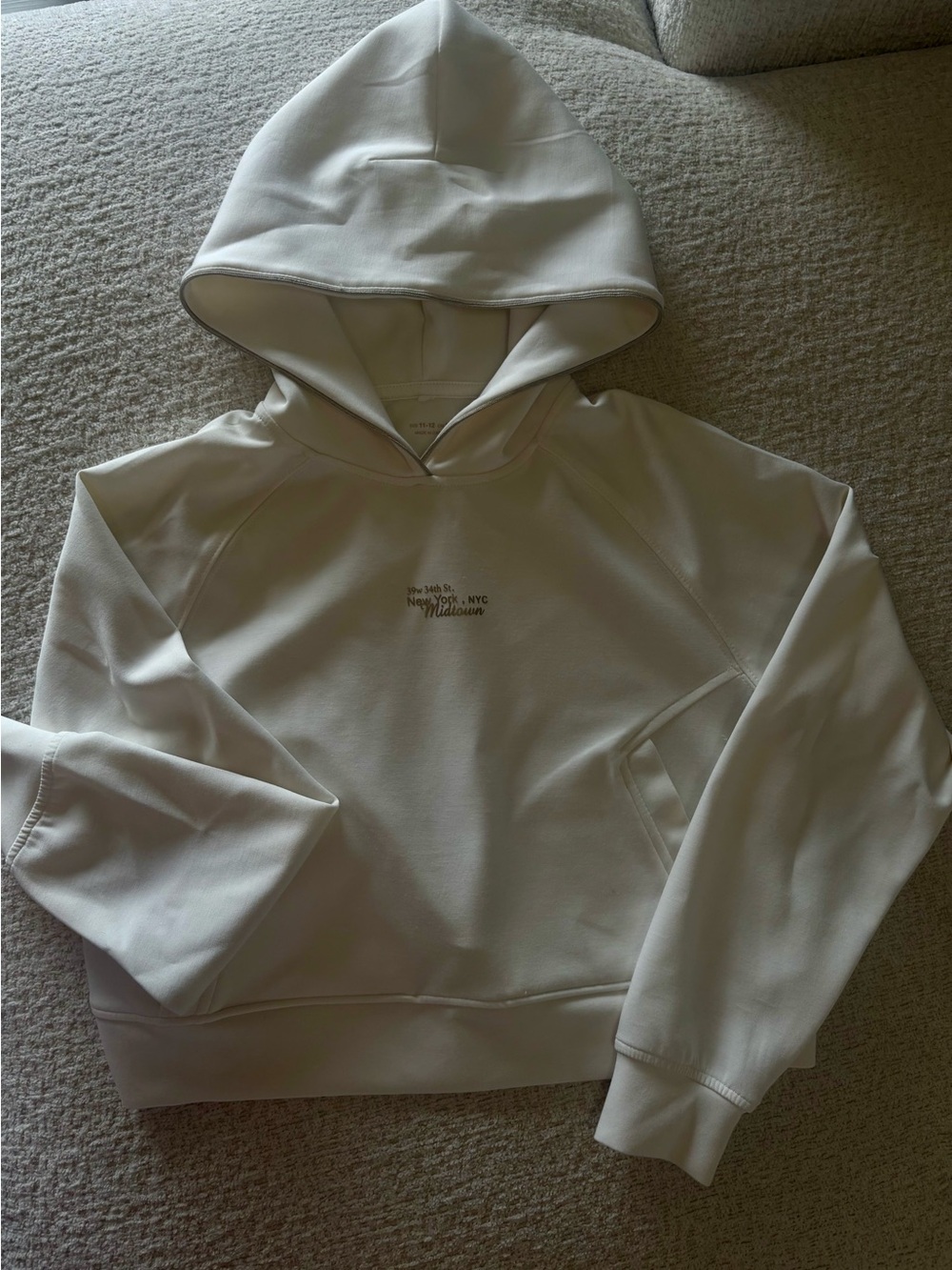 Zara Cream Pullover Hoodie with Subtle Chest Print